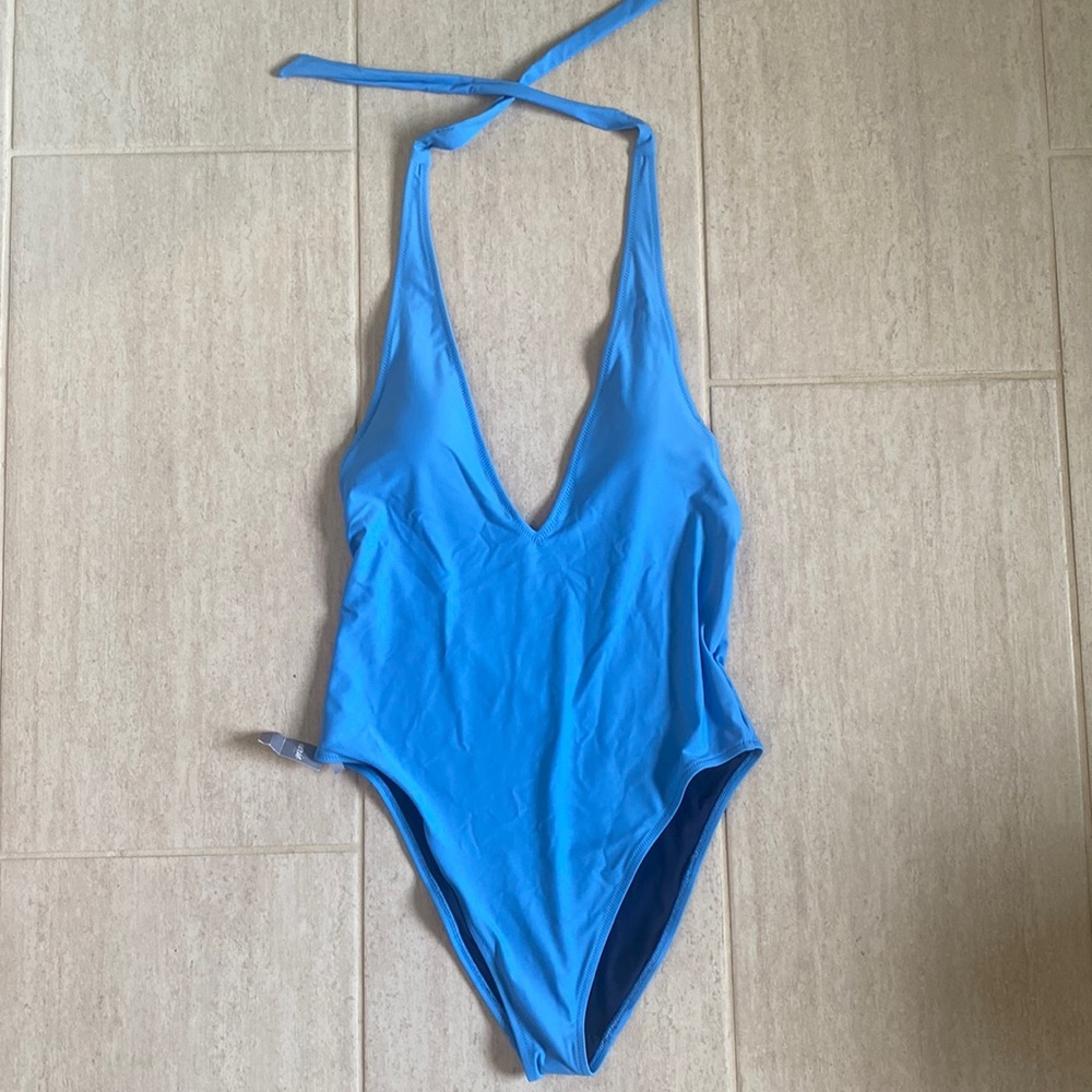Aerie one piece swimsuit in large, sky blue